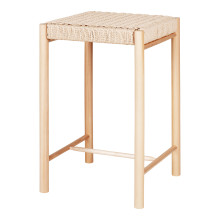 Stołek barowy drewniany z plecionym siedziskiem Abano 66,5cm House Nordic