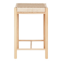 Stołek barowy drewniany z plecionym siedziskiem Abano 66,5cm House Nordic