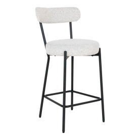 Krzesło barowe tapicerowane Badalona 65cm tkania boucle biały /czarny House Nordic