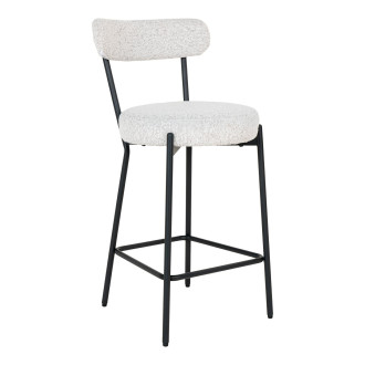 Krzesło barowe tapicerowane Badalona 65cm tkania boucle biały /czarny House Nordic