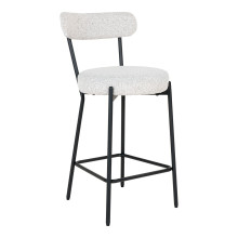 Krzesło barowe tapicerowane Badalona 65cm tkania boucle biały /czarny House Nordic