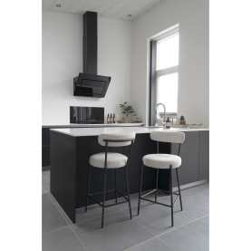 Krzesło barowe tapicerowane Badalona 65cm tkania boucle biały /czarny House Nordic 2