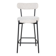 Krzesło barowe tapicerowane Badalona 65cm tkania boucle biały /czarny House Nordic