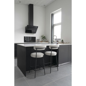 Krzesło barowe tapicerowane Badalona 65cm tkania boucle biały /czarny House Nordic