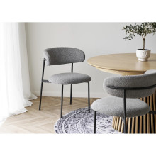 Krzesło tapicerowane Mira boucle szary / czarny House Nordic