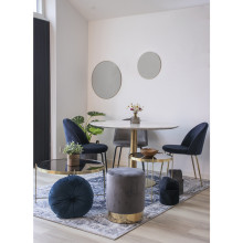 Stół okrągły na jednej nodze Bolzano 110cm imitacja marmuru / złoty House Nordic