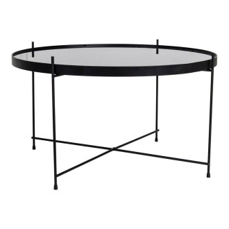 Stolik okrągły szklany z tacą Venezia 70cm czarny House Nordic