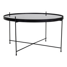 Stolik okrągły szklany z tacą Venezia 70cm czarny House Nordic