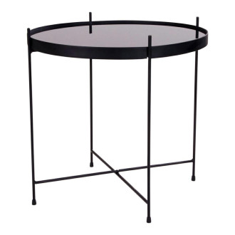 Stolik pomocniczy szklany z tacą Venezia 48cm czarny House Nordic