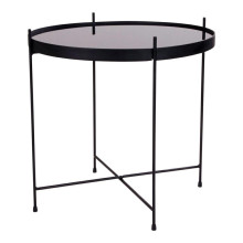Stolik pomocniczy szklany z tacą Venezia 48cm czarny House Nordic