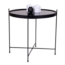 Stolik pomocniczy szklany z tacą Venezia 48cm czarny House Nordic