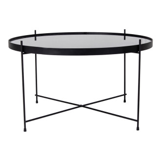 Stolik okrągły szklany z tacą Venezia 70cm czarny House Nordic
