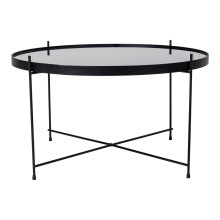 Stolik okrągły szklany z tacą Venezia 70cm czarny House Nordic