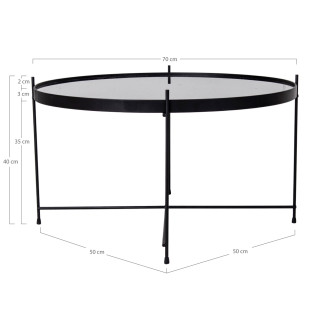 Stolik okrągły szklany z tacą Venezia 70cm czarny House Nordic