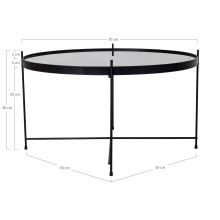 Stolik okrągły szklany z tacą Venezia 70cm czarny House Nordic