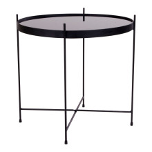 Stolik pomocniczy szklany z tacą Venezia 48cm czarny House Nordic