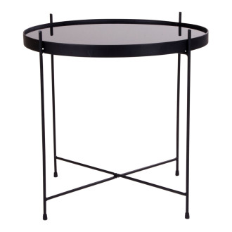 Stolik pomocniczy szklany z tacą Venezia 48cm czarny House Nordic