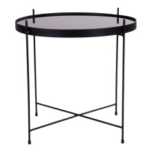 Stolik pomocniczy szklany z tacą Venezia 48cm czarny House Nordic