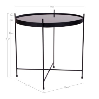 Stolik pomocniczy szklany z tacą Venezia 48cm czarny House Nordic