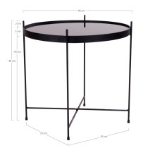 Stolik pomocniczy szklany z tacą Venezia 48cm czarny House Nordic