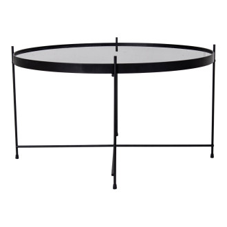 Stolik okrągły szklany z tacą Venezia 70cm czarny House Nordic