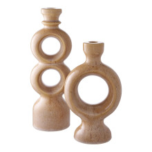 Świecznik ceramiczny japandi brązowy House Nordic