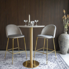 Stół barowy na jednej nodze Bolzano 70cm imitacja marmuru / złoty House Nordic
