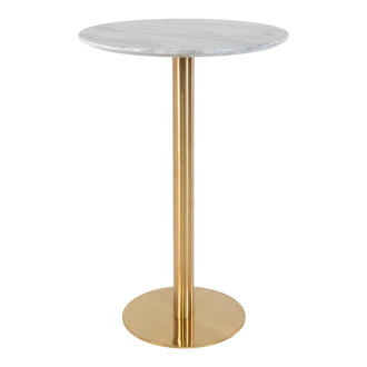 Stół barowy na jednej nodze Bolzano 70cm imitacja marmuru / złoty House Nordic