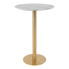 Stół barowy na jednej nodze Bolzano 70cm imitacja marmuru / złoty House Nordic
