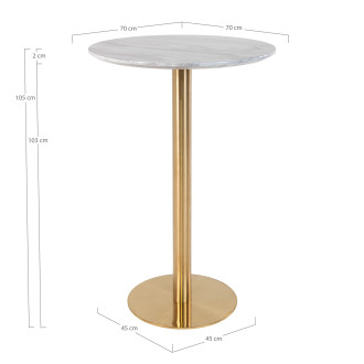 Stół barowy na jednej nodze Bolzano 70cm imitacja marmuru / złoty House Nordic