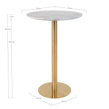 Stół barowy na jednej nodze Bolzano 70cm imitacja marmuru / złoty House Nordic
