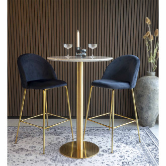 Stół barowy na jednej nodze Bolzano 70cm imitacja marmuru / złoty House Nordic