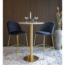 Stół barowy na jednej nodze Bolzano 70cm imitacja marmuru / złoty House Nordic