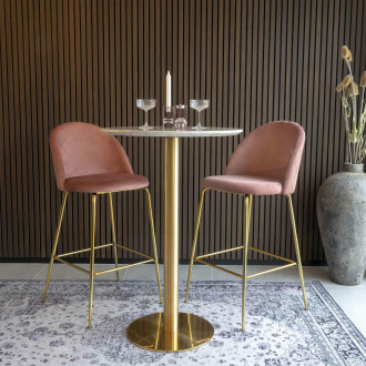 Stół barowy na jednej nodze Bolzano 70cm imitacja marmuru / złoty House Nordic