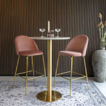 Stół barowy na jednej nodze Bolzano 70cm imitacja marmuru / złoty House Nordic