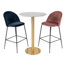 Stół barowy na jednej nodze Bolzano 70cm imitacja marmuru / złoty House Nordic