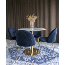 Stół okrągły na jednej nodze Bolzano 90cm imitacja marmuru / złoty House Nordic