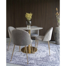 Stół okrągły na jednej nodze Bolzano 90cm imitacja marmuru / złoty House Nordic