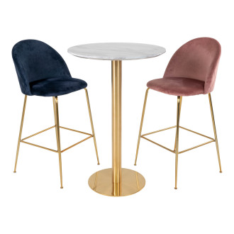 Stół barowy na jednej nodze Bolzano 70cm imitacja marmuru / złoty House Nordic