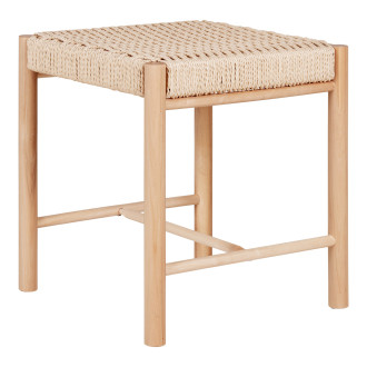 Stołek / taboret drewniany z plecionym siedziskiem Abano 46,5cm House Nordic