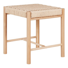 Stołek / taboret drewniany z plecionym siedziskiem Abano 46,5cm House Nordic