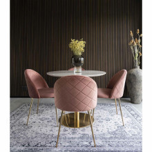 Stół okrągły na jednej nodze Bolzano 90cm imitacja marmuru / złoty House Nordic