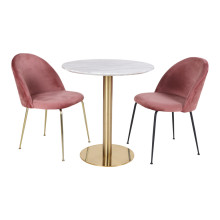Stół okrągły na jednej nodze Bolzano 90cm imitacja marmuru / złoty House Nordic