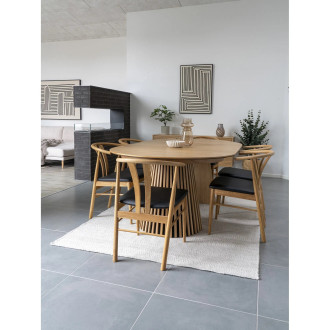 Stół fornirowany rozkładany na podstawie z lameli Osaka 120/240cm dąb naturalny House Nordic