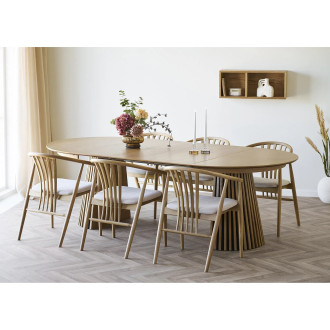 Stół fornirowany rozkładany na podstawie z lameli Osaka 120/240cm dąb naturalny House Nordic