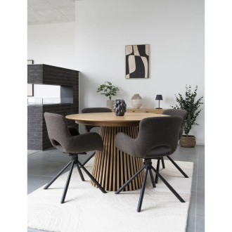 Stół fornirowany rozkładany na podstawie z lameli Osaka 120/240cm dąb naturalny House Nordic