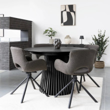 Stół fornirowany rozkładany na podstawie z lameli Osaka 120/200cm dąb czarny House Nordic