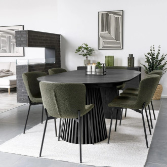 Stół fornirowany rozkładany na podstawie z lameli Osaka 120/200cm dąb czarny House Nordic