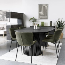 Stół fornirowany rozkładany na podstawie z lameli Osaka 120/200cm dąb czarny House Nordic