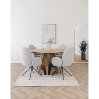 Stół fornirowany okrągły na podstawie z lameli Osaka 140cm dąb naturalny House Nordic